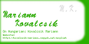 mariann kovalcsik business card